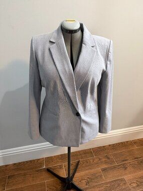 Ann Taylor Gray Pant Suit Set Blazer 14 Pants 16 Career Workwear